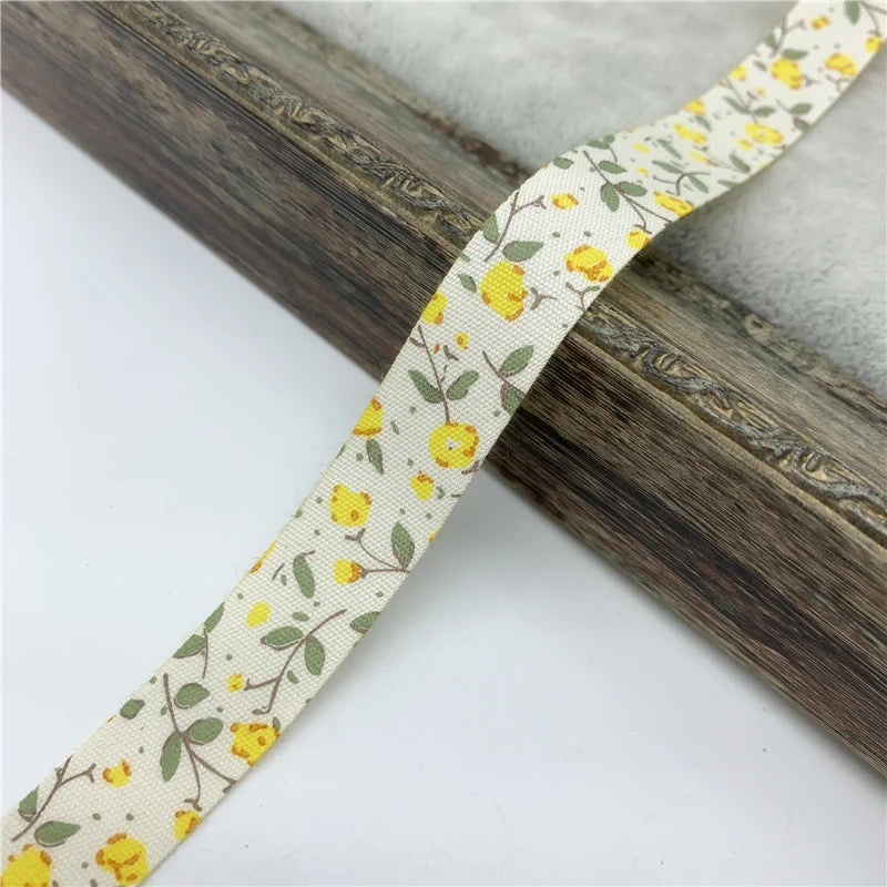 Printed Flower Handmade Cotton Ribbon for DIY projects