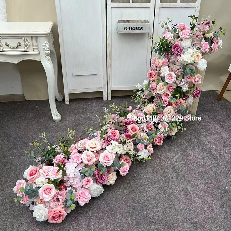 Luxury Artificial Flower Row Runner for Decor