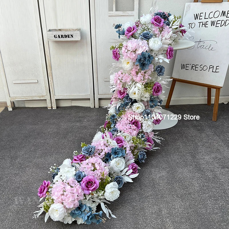 Luxury Artificial Flower Row Runner for Decor
