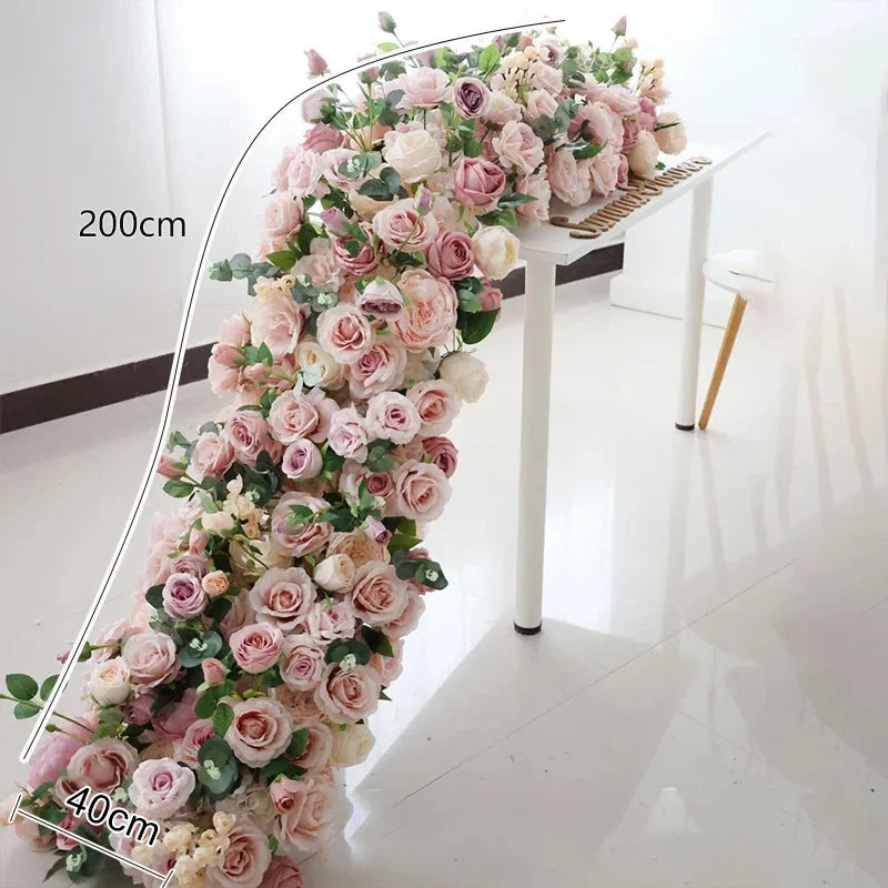 Luxury Artificial Flower Row Runner for Decor
