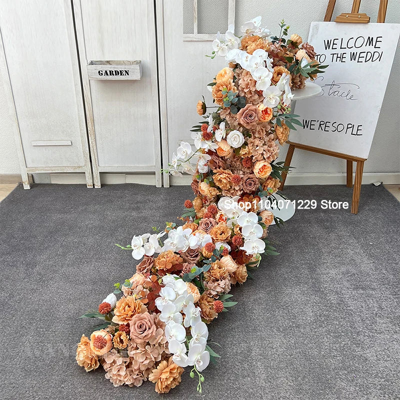 Luxury Artificial Flower Row Runner for Decor