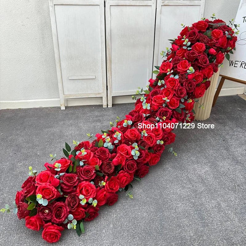 Luxury Artificial Flower Row Runner for Decor