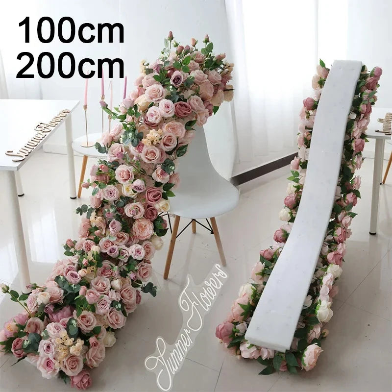 Luxury Artificial Flower Row Runner for Decor