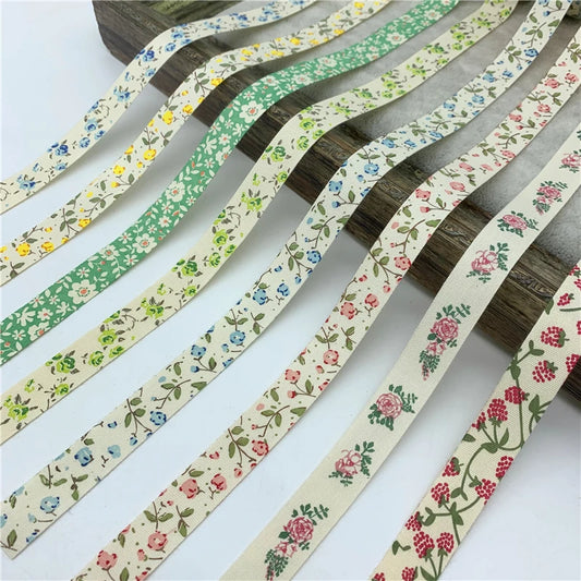 Printed Flower Handmade Cotton Ribbon for DIY projects
